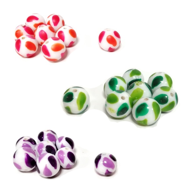 Margele ceramice rotunde 12mm, model bicolor
